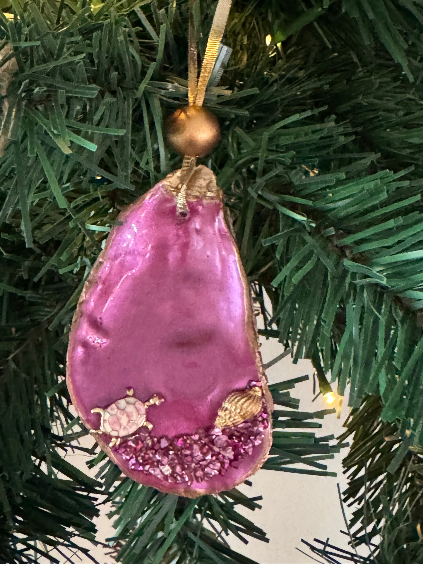 Coastal Christmas Oyster Shell Ornament
