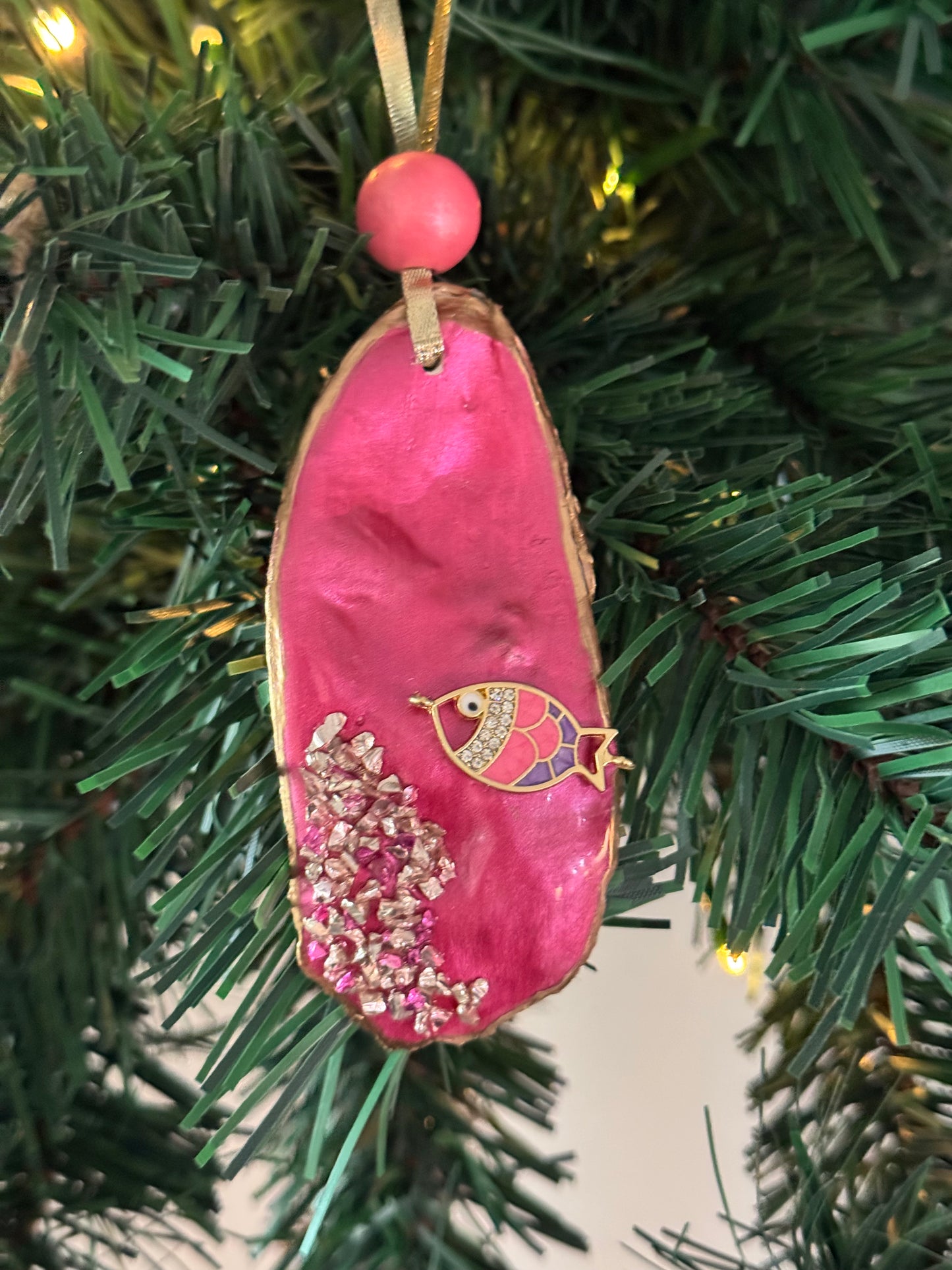 Coastal Christmas Oyster Shell Ornament