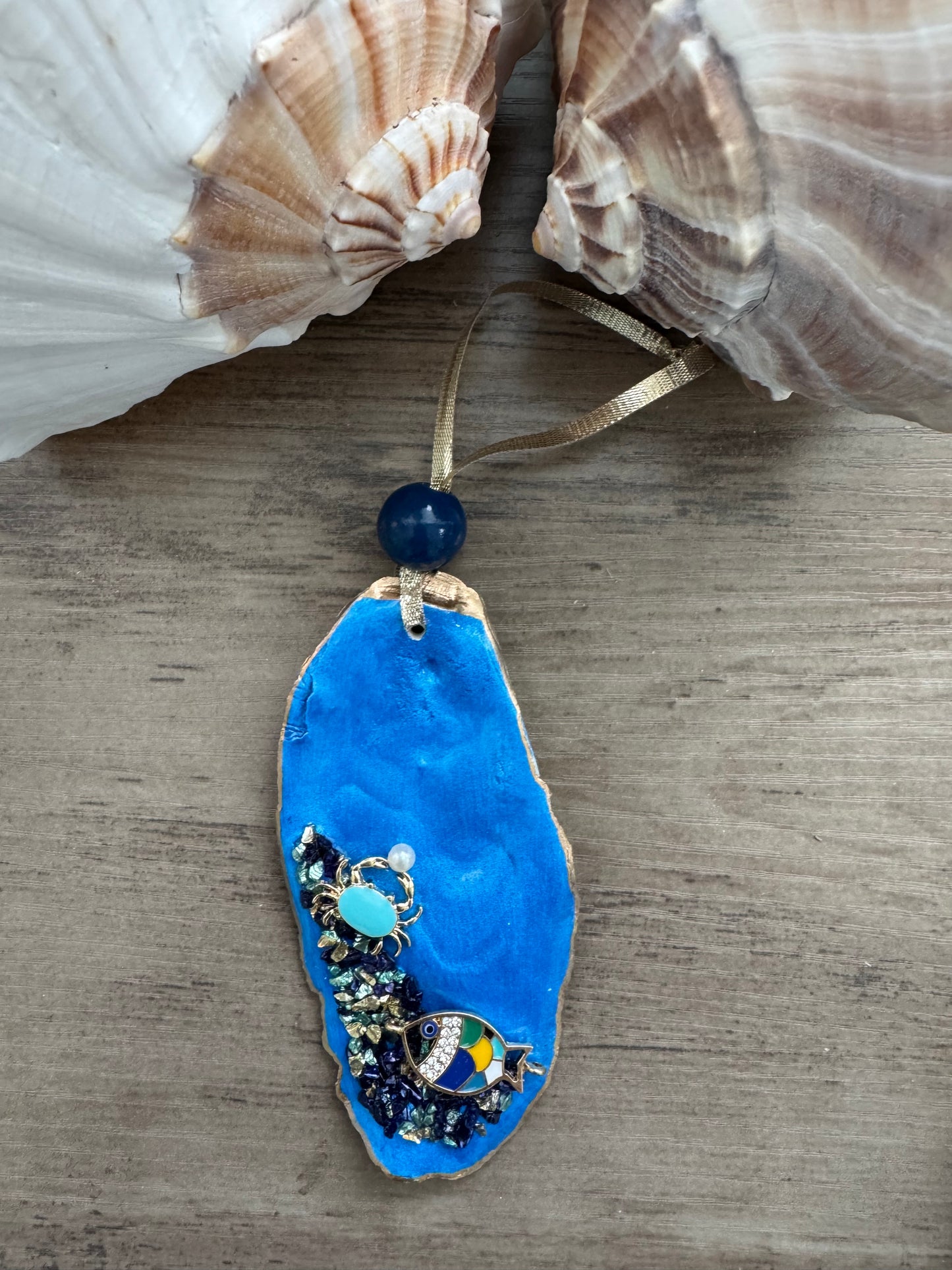 Coastal Christmas Oyster Shell Ornament