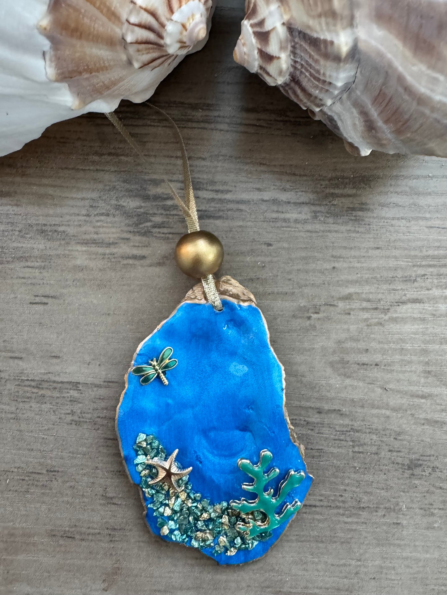 Coastal Christmas Oyster Shell Ornament