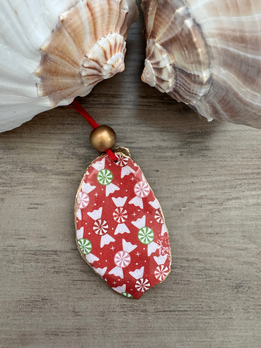 Coastal Christmas Oyster Shell Ornament