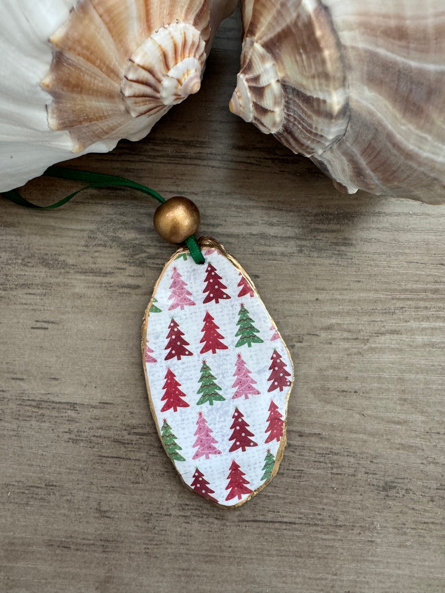 Coastal Christmas Oyster Shell Ornament
