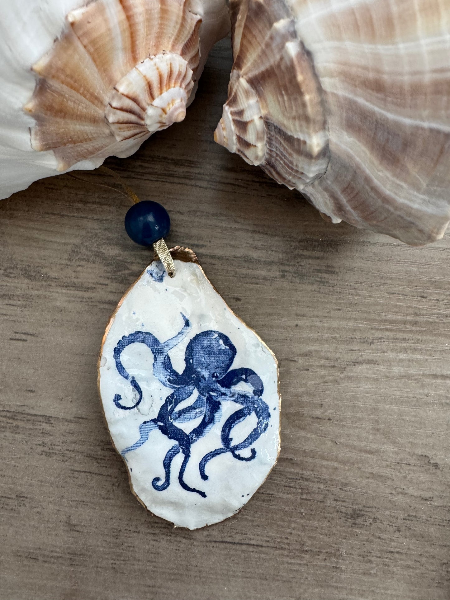 Coastal Christmas Oyster Shell Ornament