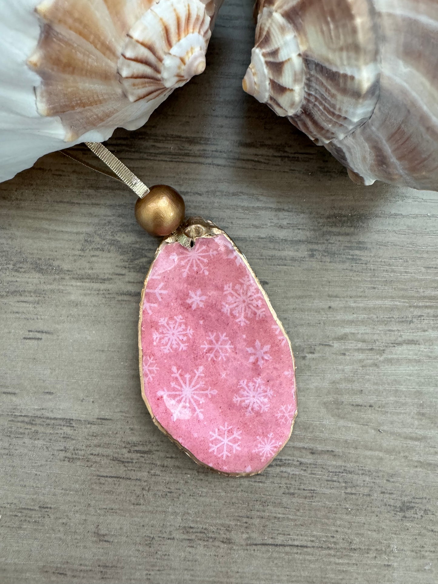 Coastal Christmas Oyster Shell Ornament