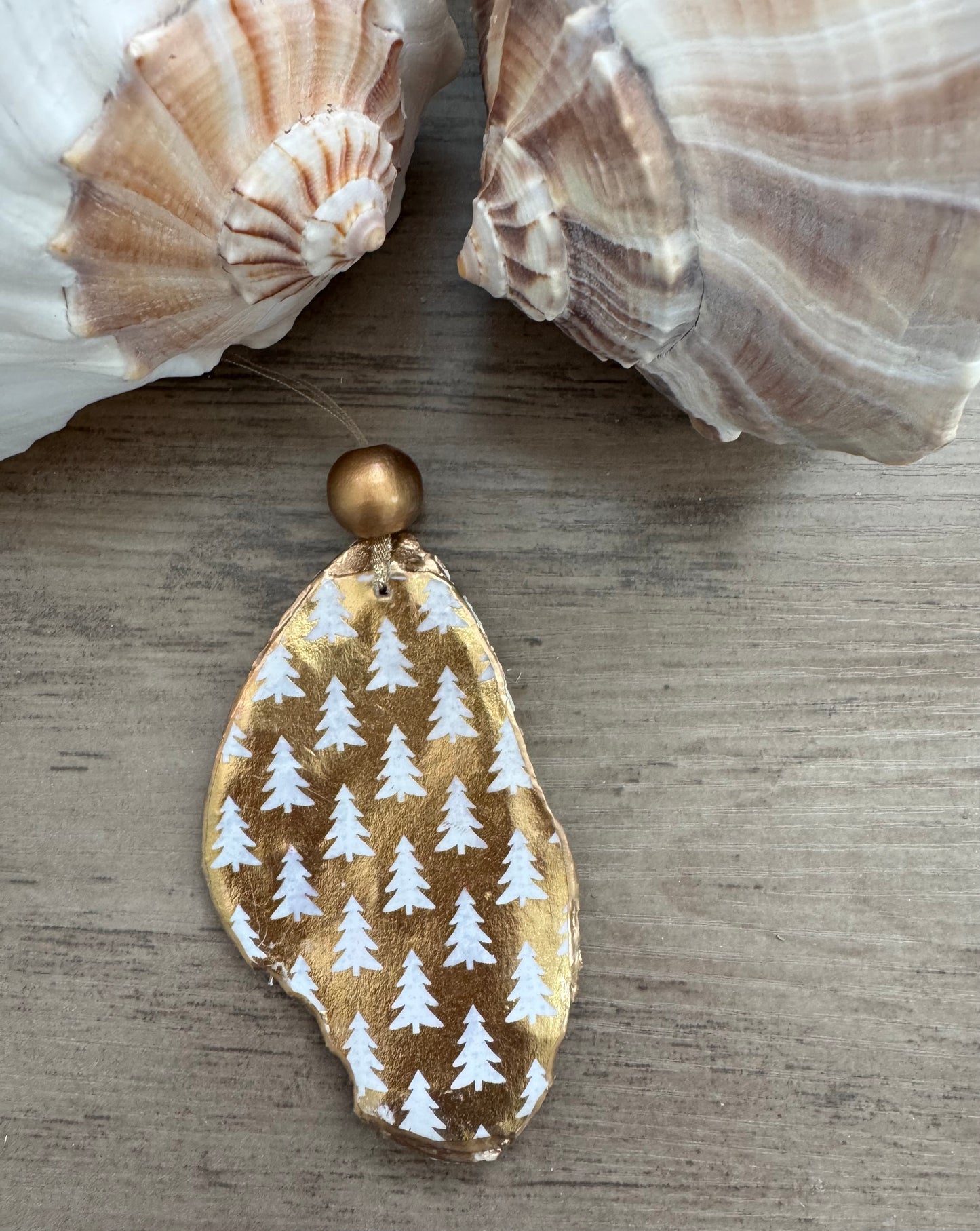 Coastal Christmas Oyster Shell Ornament