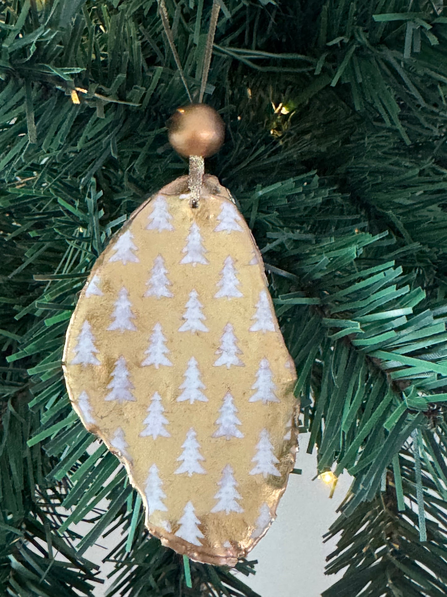 Coastal Christmas Oyster Shell Ornament