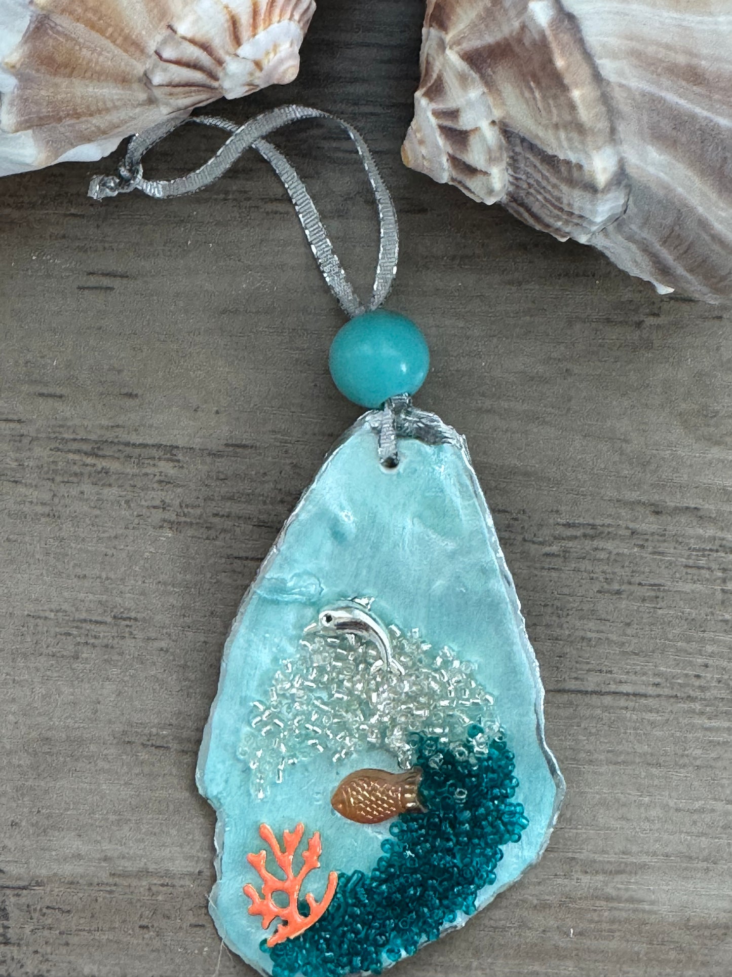 Coastal Christmas Oyster Shell Ornament