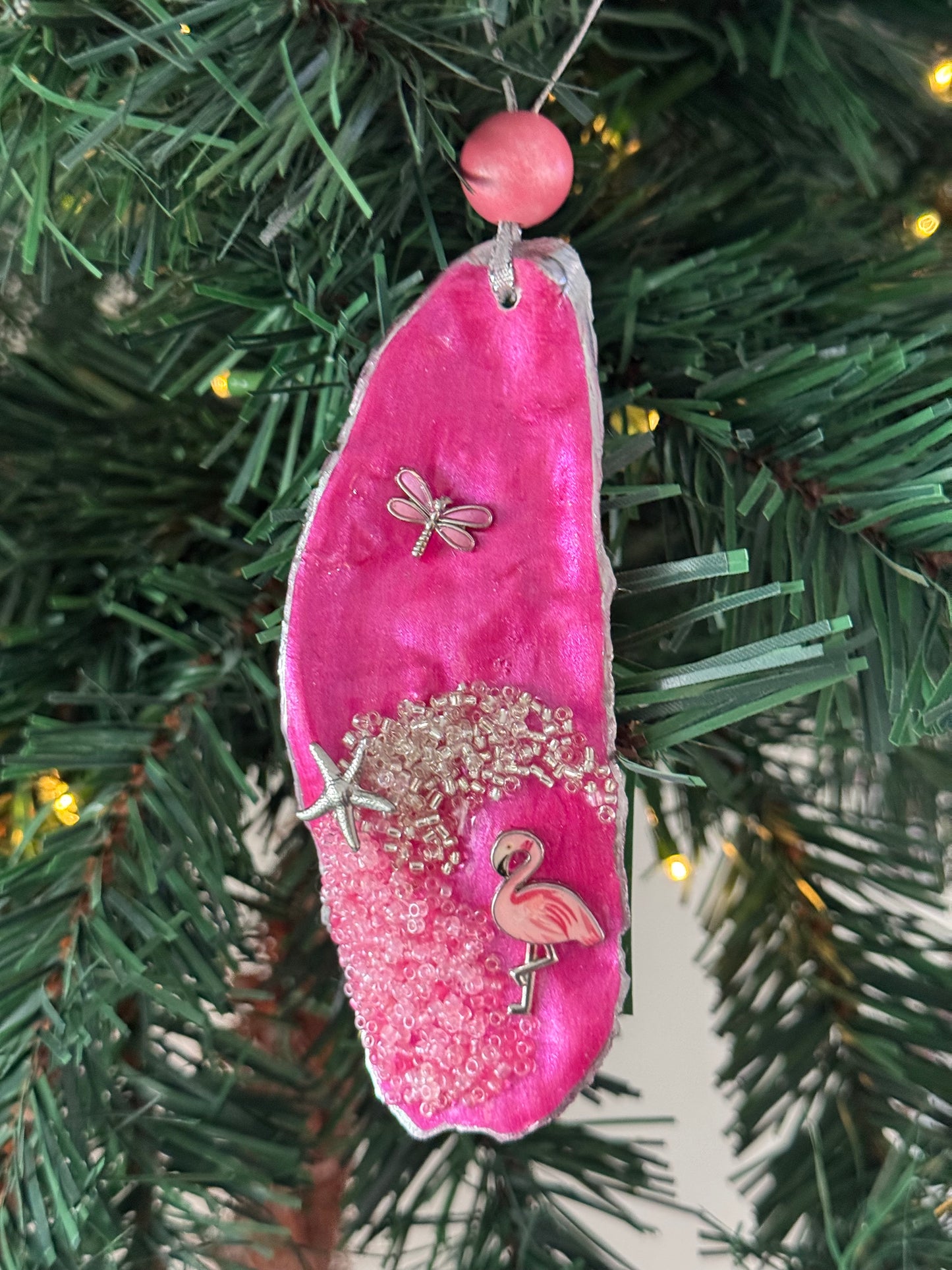 Coastal Christmas Oyster Shell Ornament
