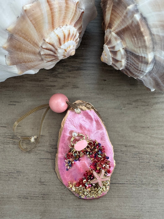 Coastal Christmas Oyster Shell Ornament