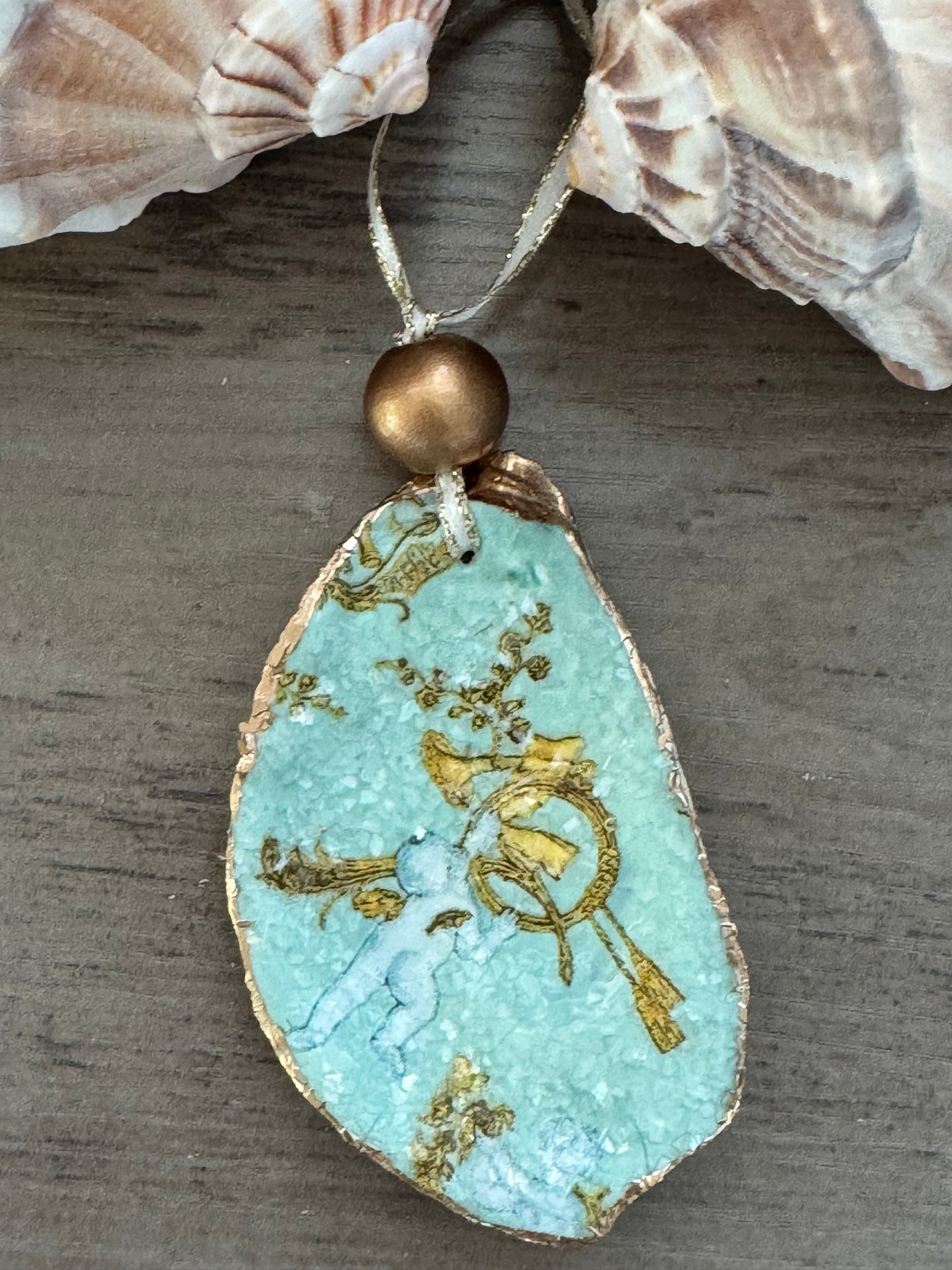 Coastal Christmas Oyster Shell Ornament