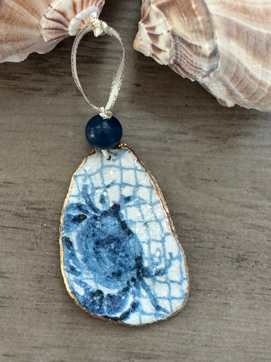 Coastal Christmas Oyster Shell Ornament