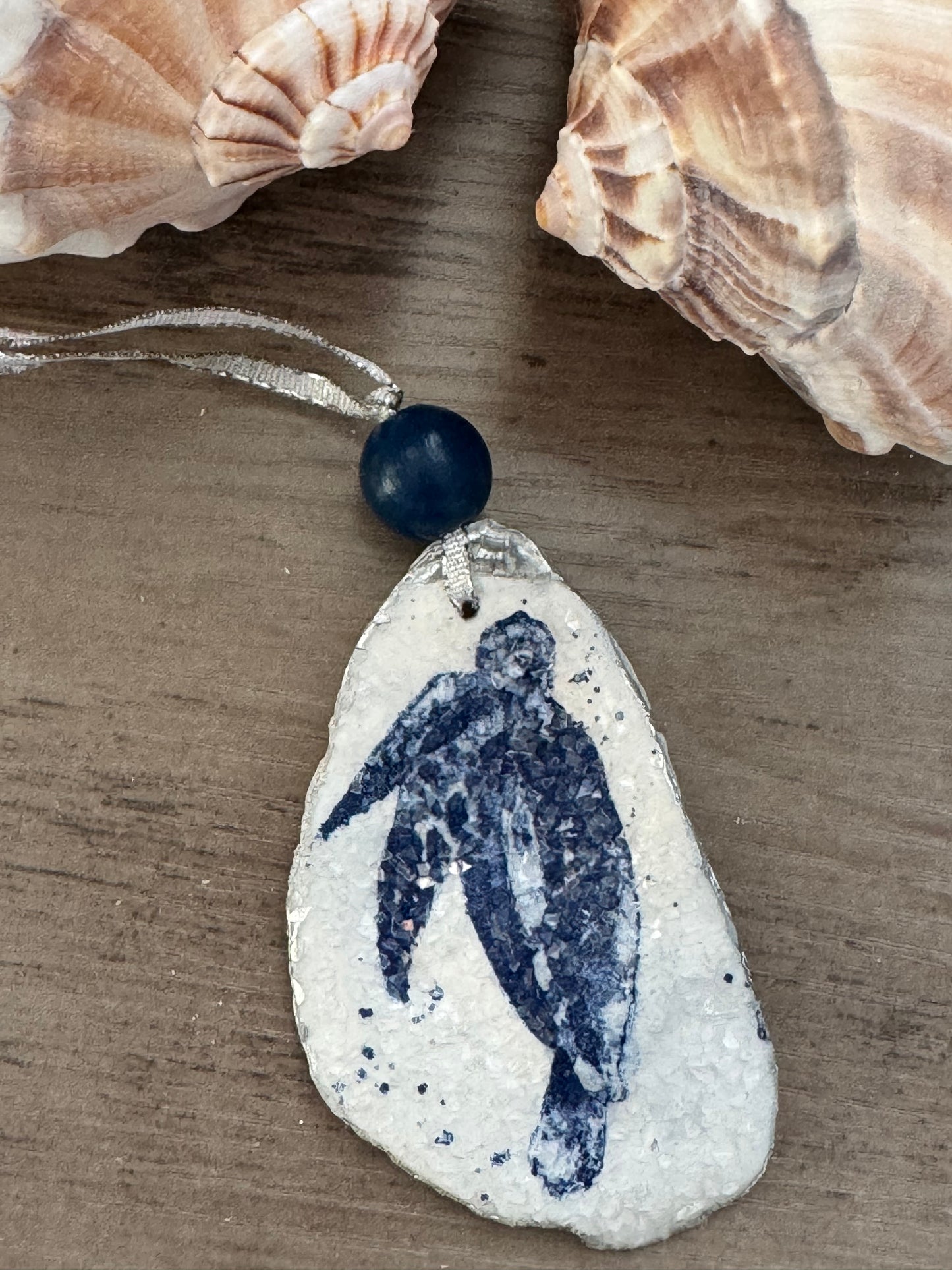 Coastal Christmas Oyster Shell Ornament