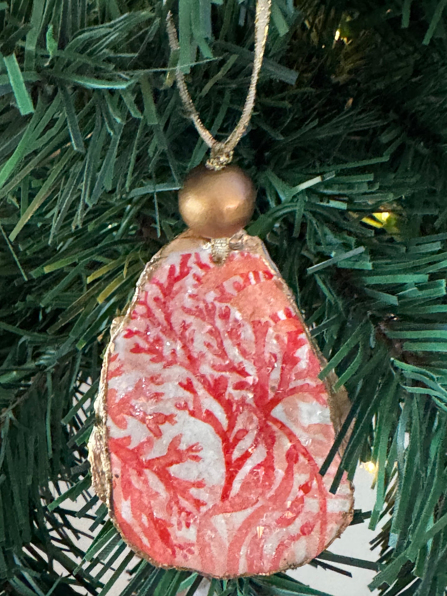 Coastal Christmas Oyster Shell Ornament