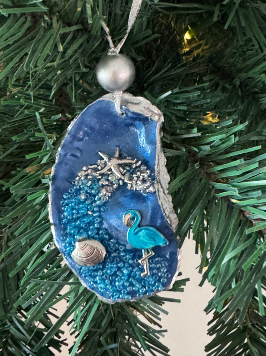 Coastal Christmas Oyster Shell Ornament
