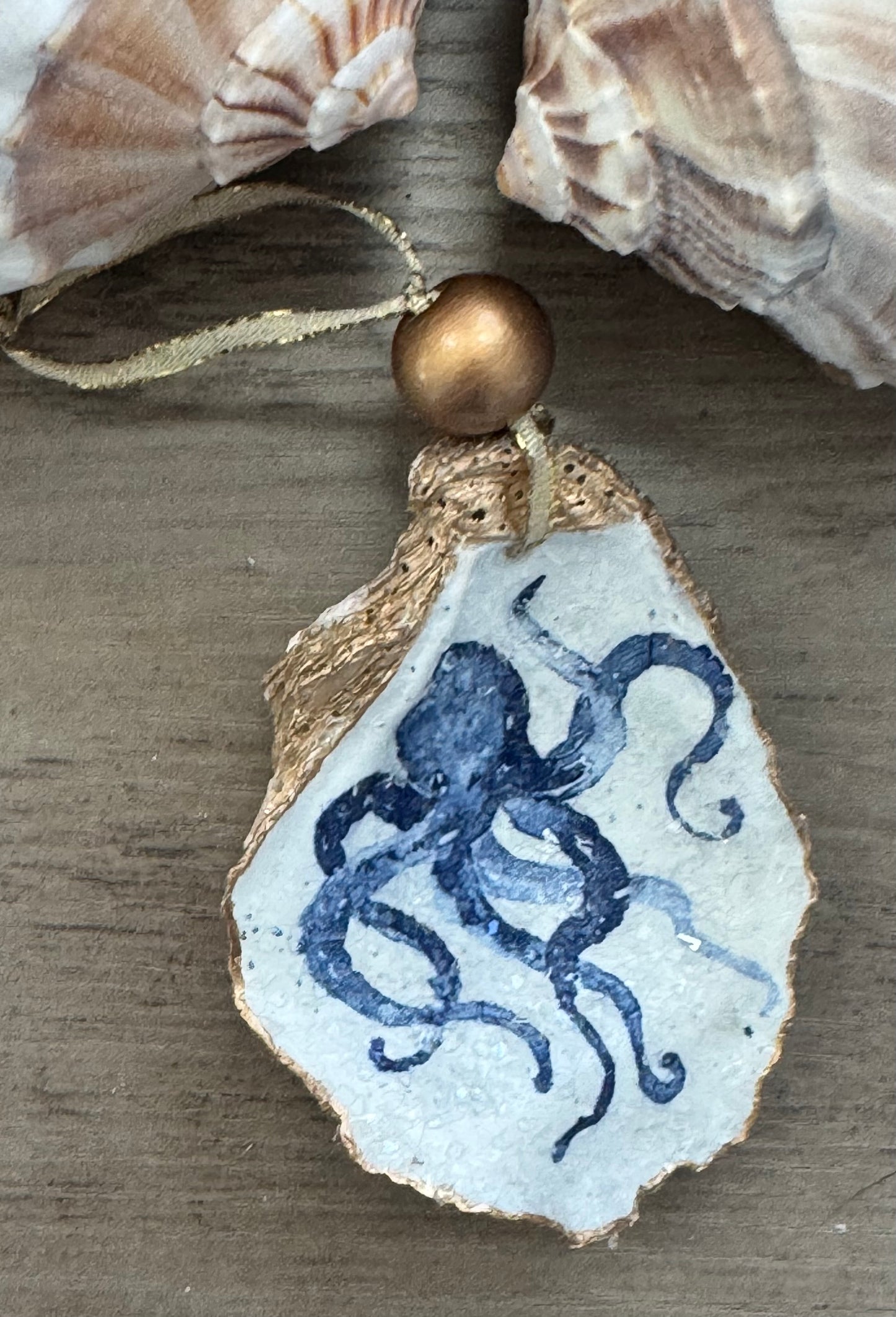 Coastal Christmas Oyster Shell Ornament