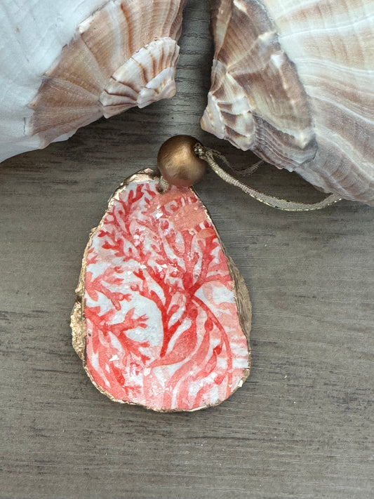 Coastal Christmas Oyster Shell Ornament
