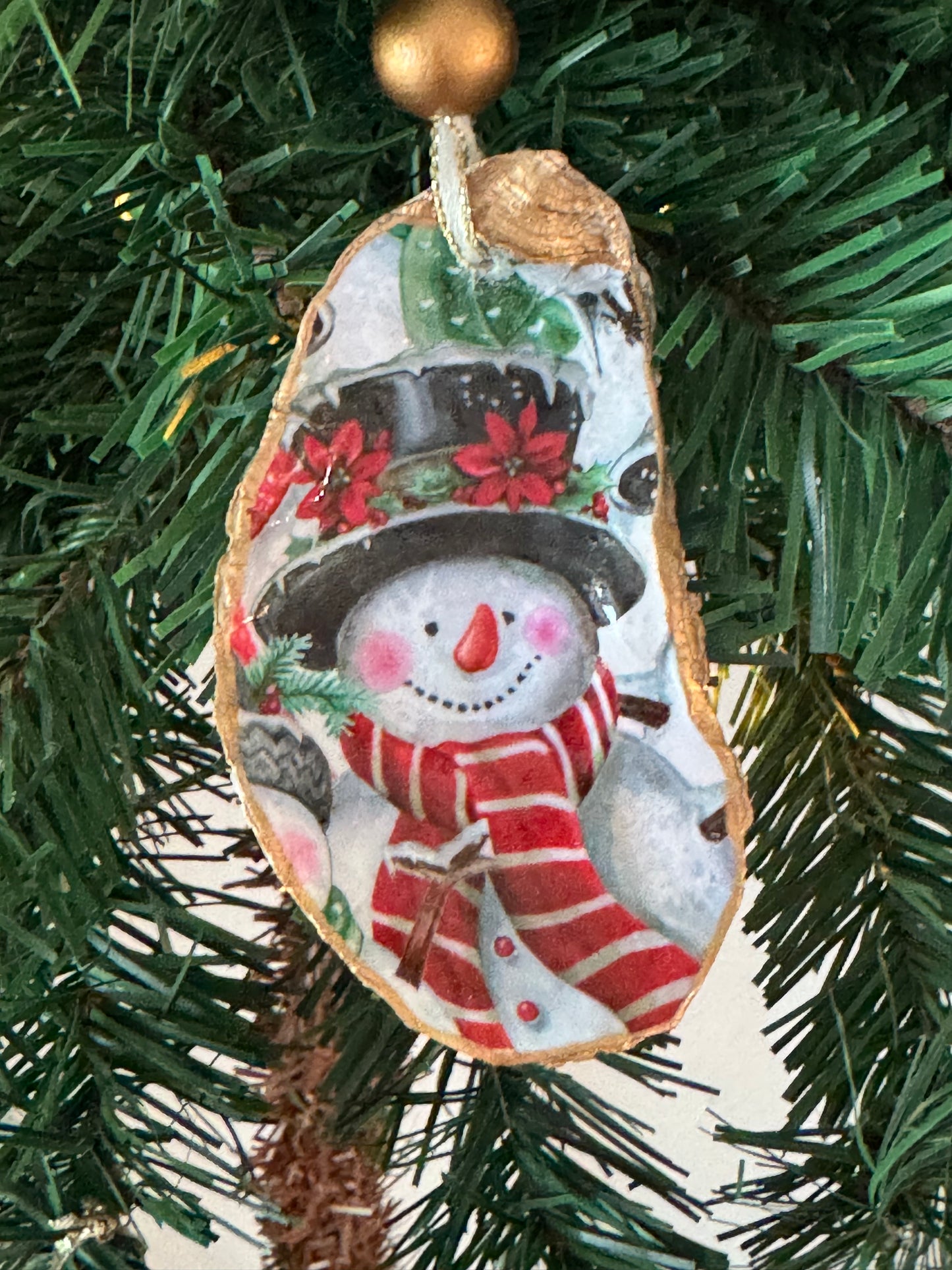 Coastal Christmas Oyster Shell Ornament