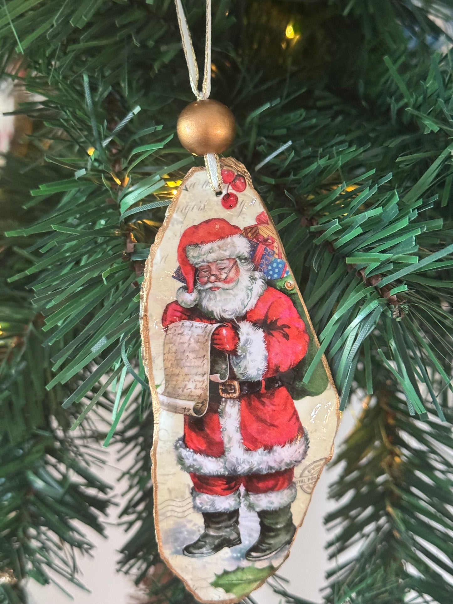 Coastal Christmas Oyster Shell Ornament