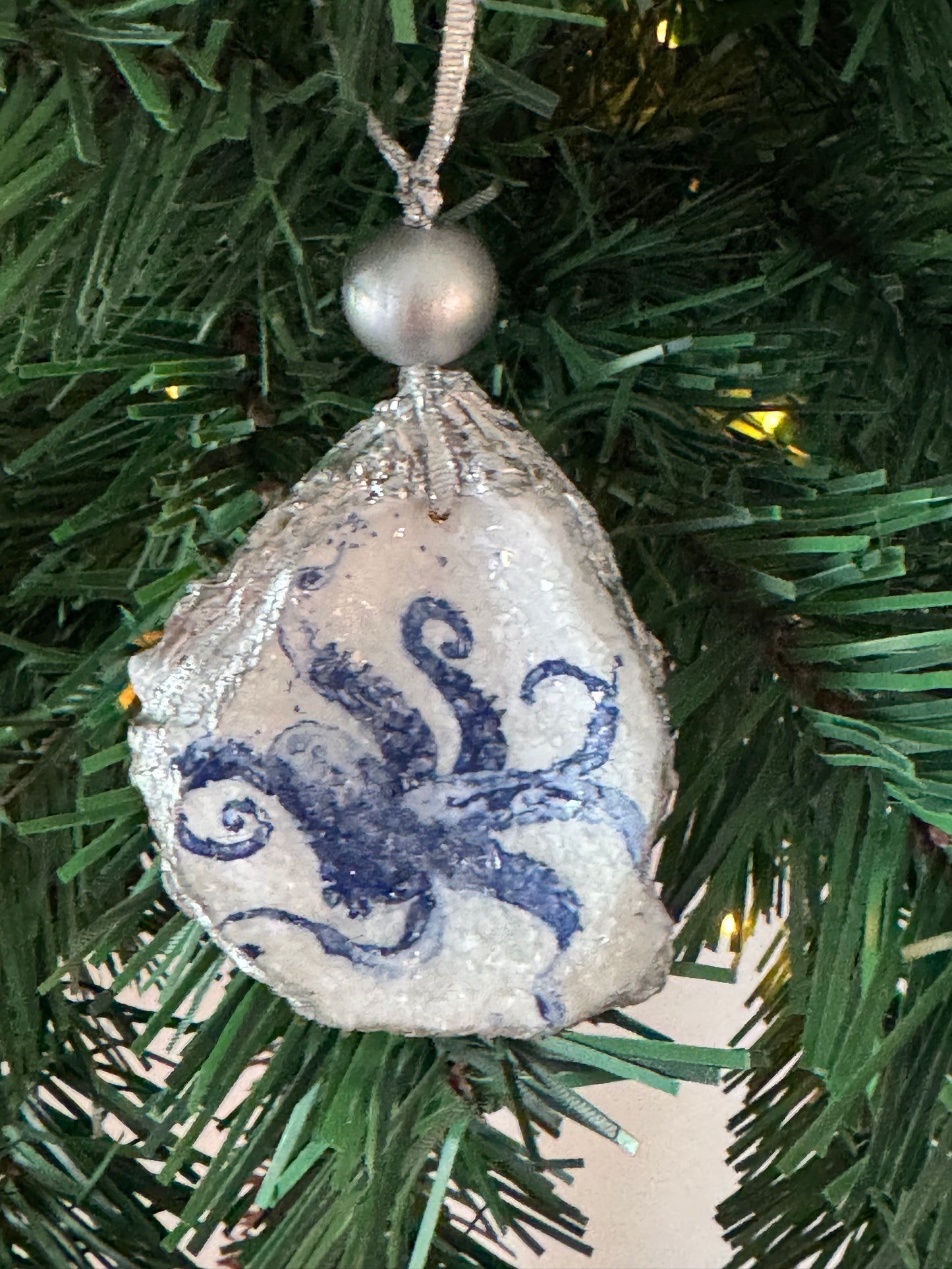 Coastal Christmas Oyster Shell Ornament