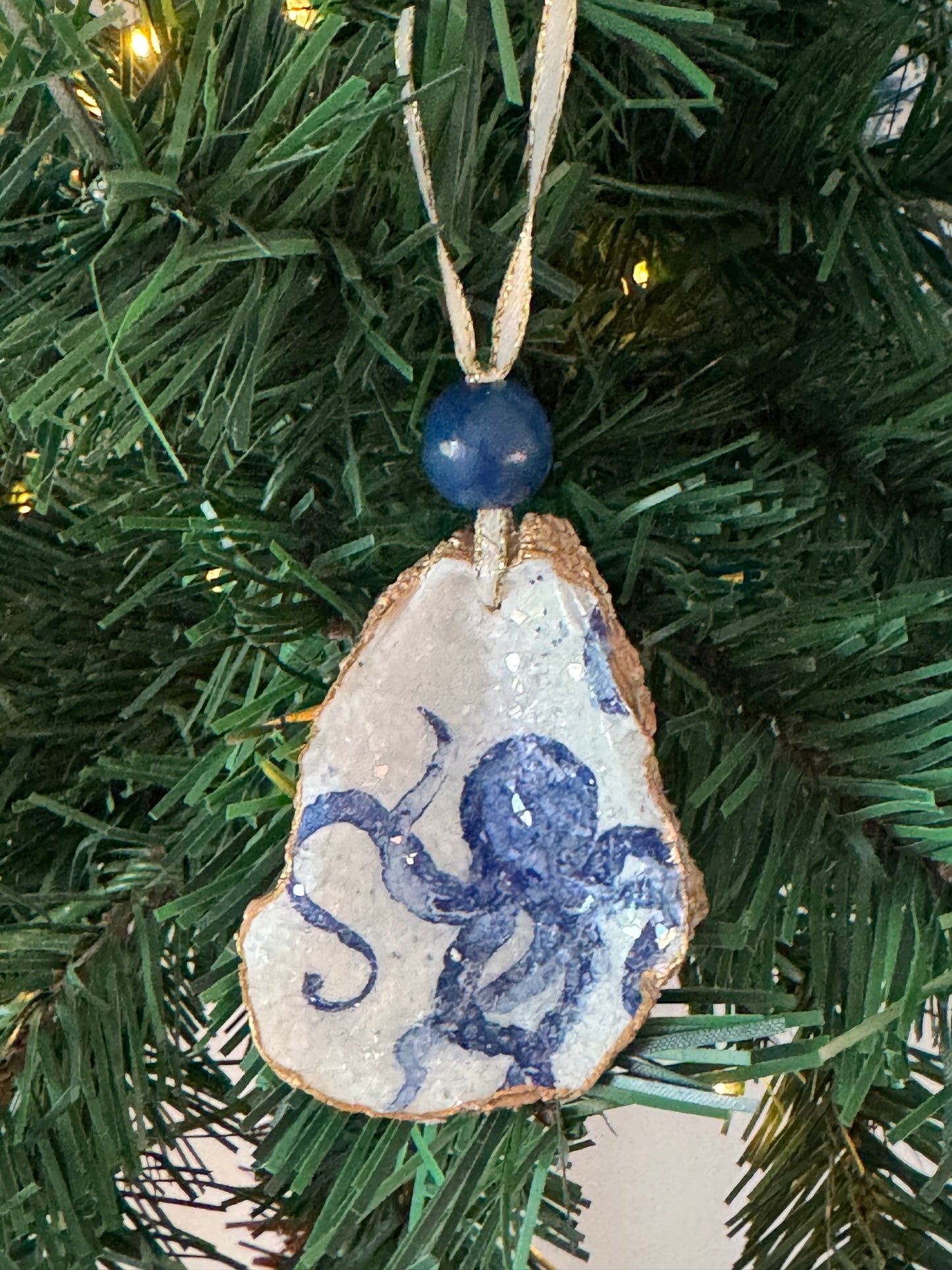 Coastal Christmas Oyster Shell Ornament