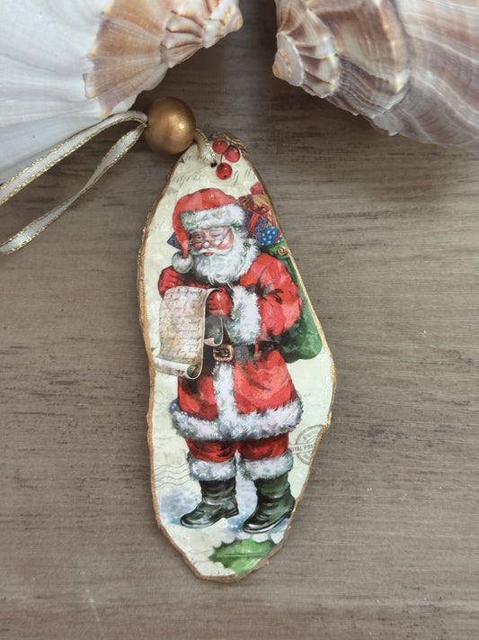 Coastal Christmas Oyster Shell Ornament