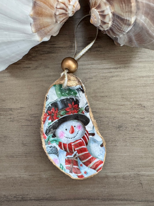 Coastal Christmas Oyster Shell Ornament