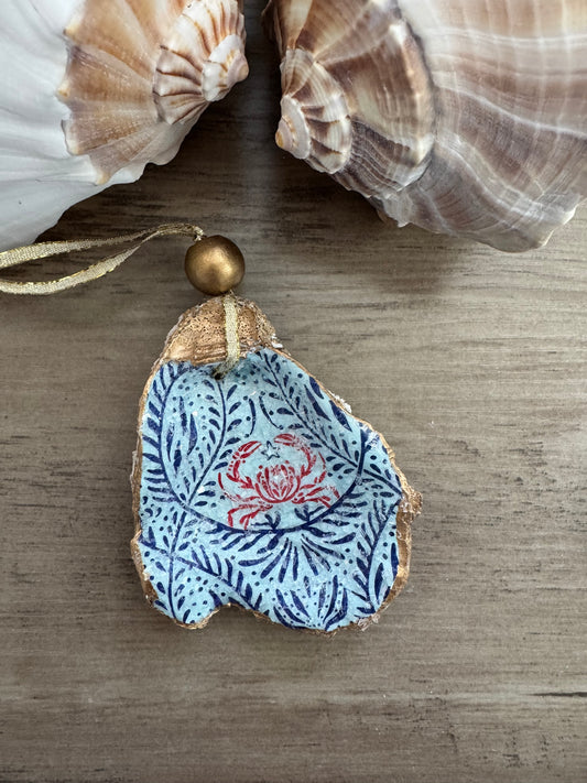 Coastal Christmas Oyster Shell Ornament