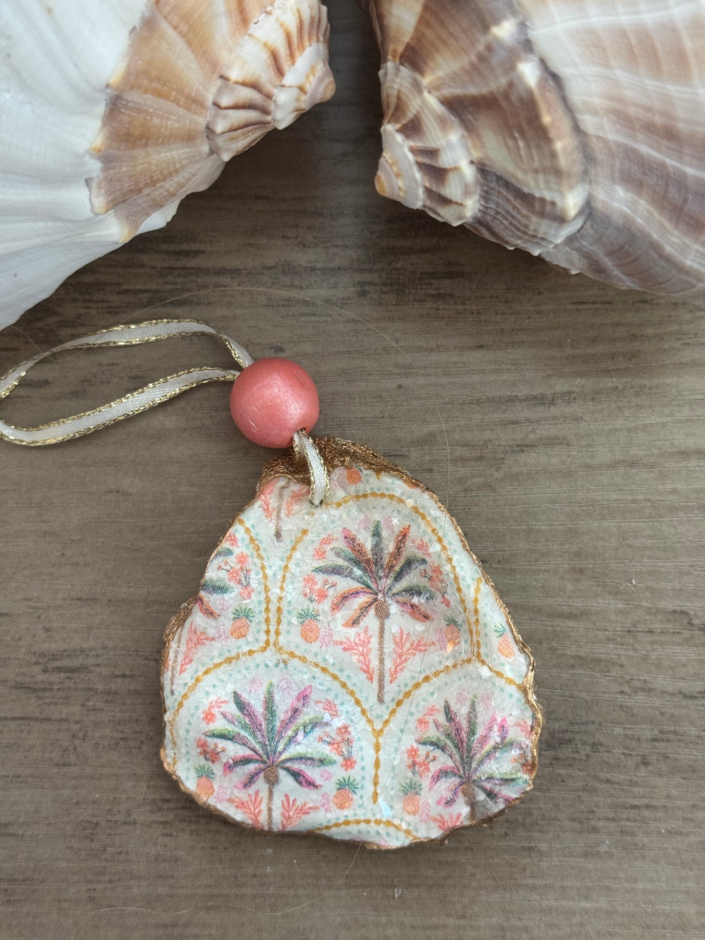 Coastal Christmas Oyster Shell Ornament