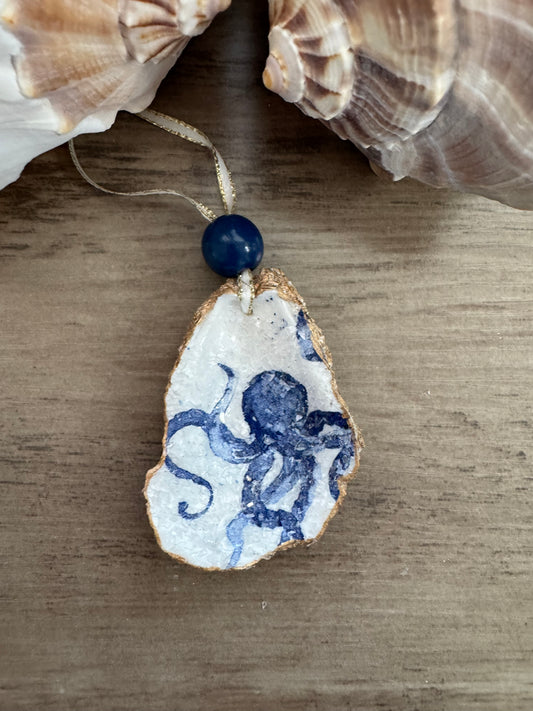 Coastal Christmas Oyster Shell Ornament
