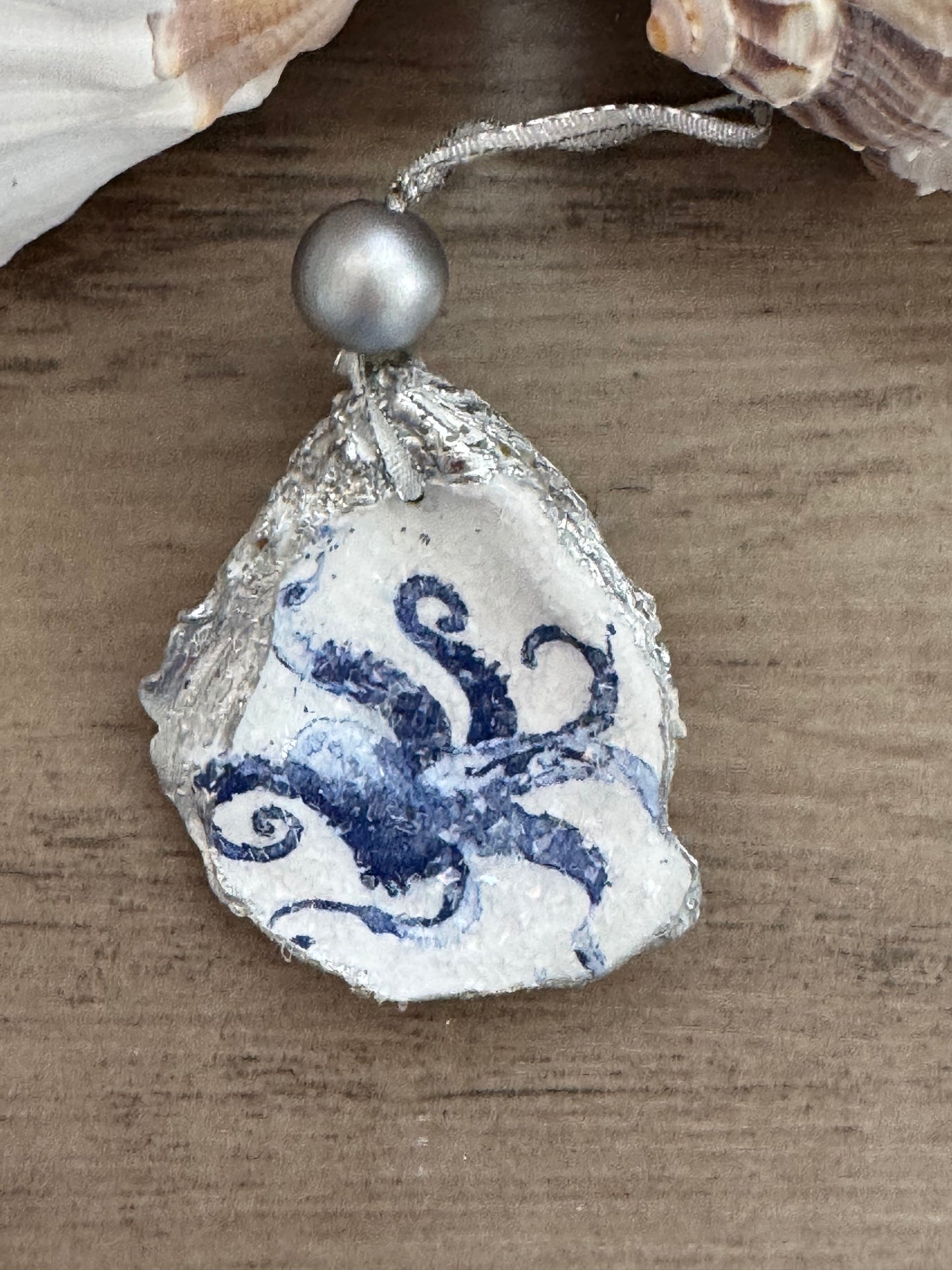Coastal Christmas Oyster Shell Ornament