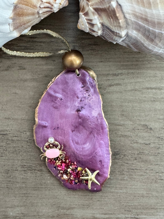 Coastal Christmas Oyster Shell Ornament