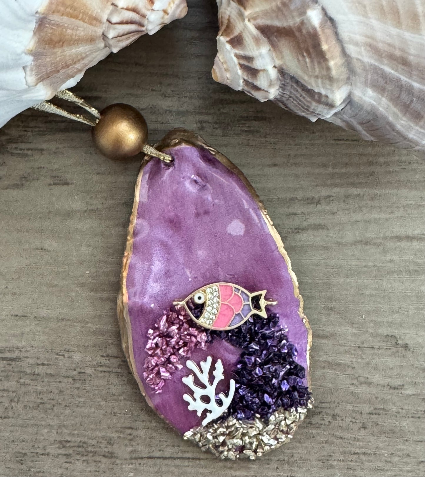 Coastal Christmas Oyster Shell Ornament