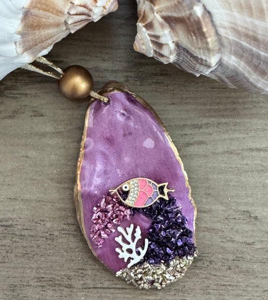 Coastal Christmas Oyster Shell Ornament