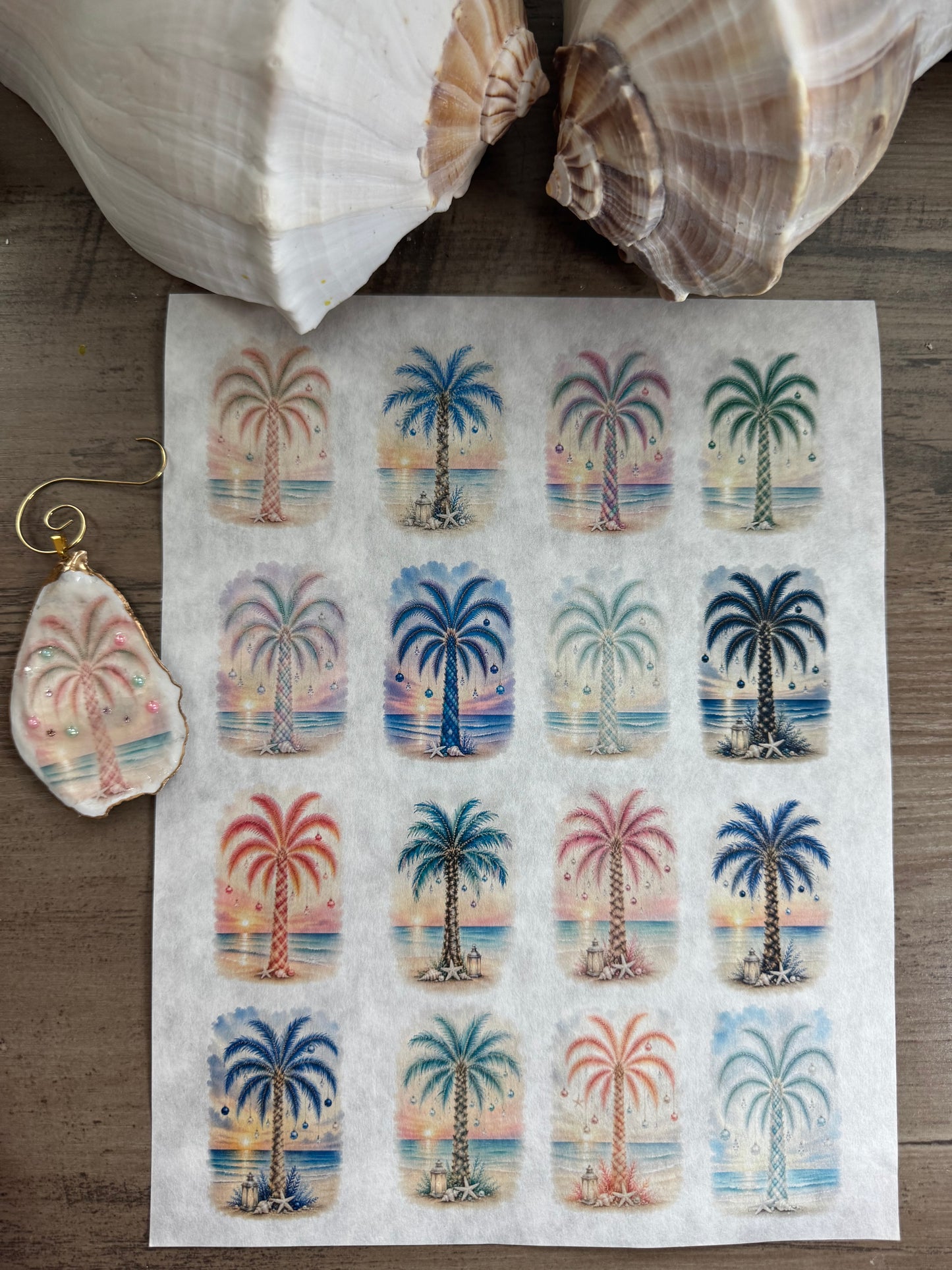 Christmas Beach Palm Decoupage Rice Paper