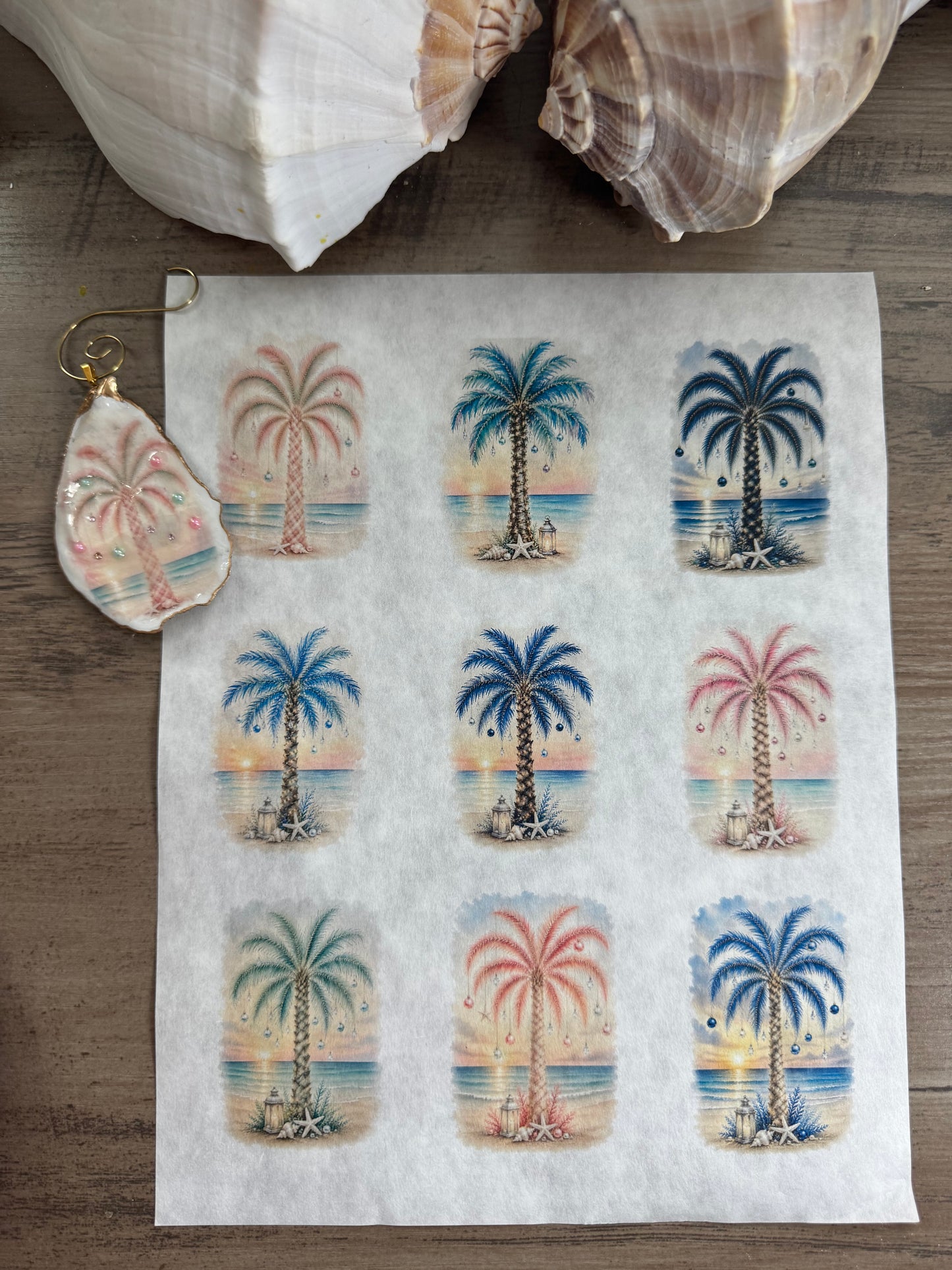 Christmas Beach Palm Decoupage Rice Paper