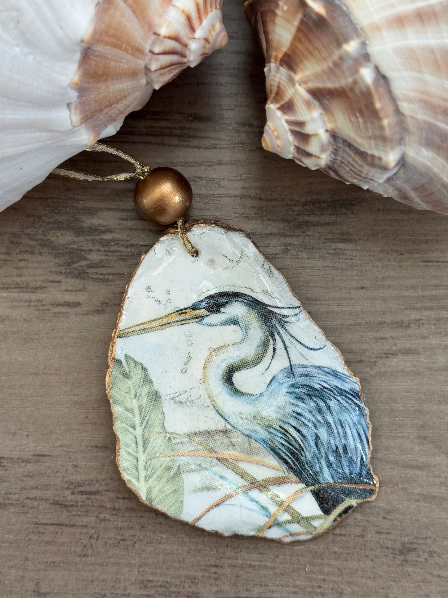Coastal Christmas Oyster Shell Ornament
