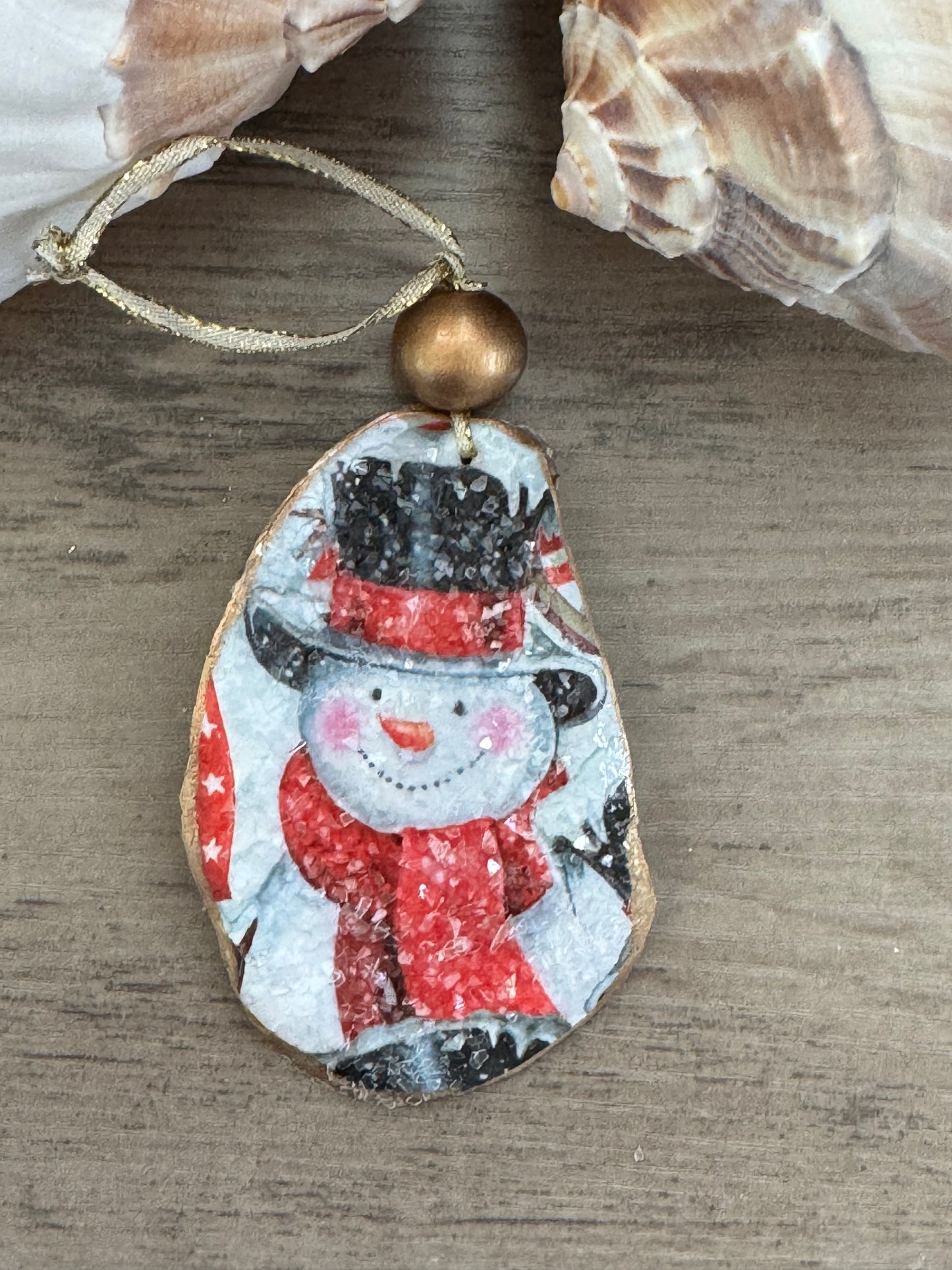 Coastal Christmas Oyster Shell Ornament