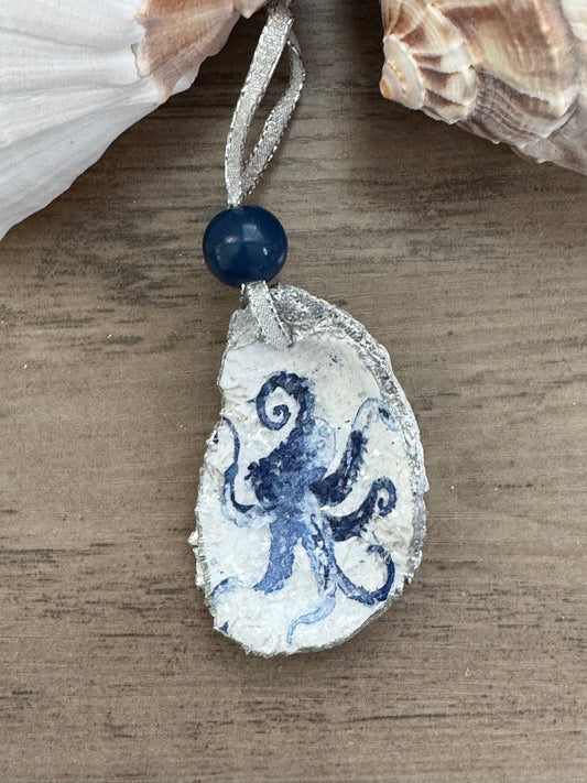 Coastal Christmas Oyster Shell Ornament