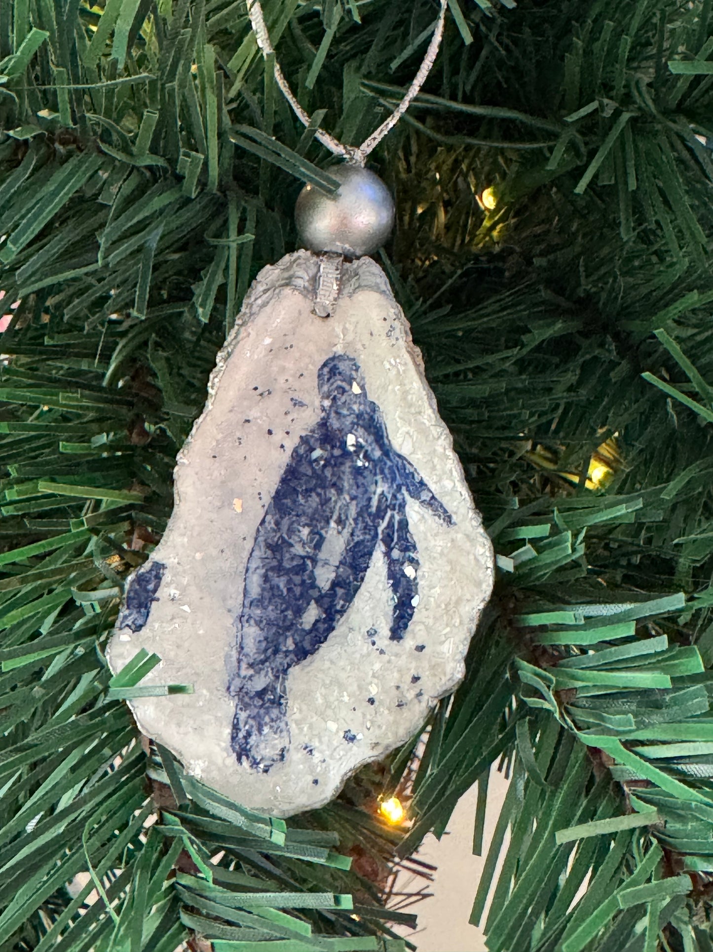 Coastal Christmas Oyster Shell Ornament
