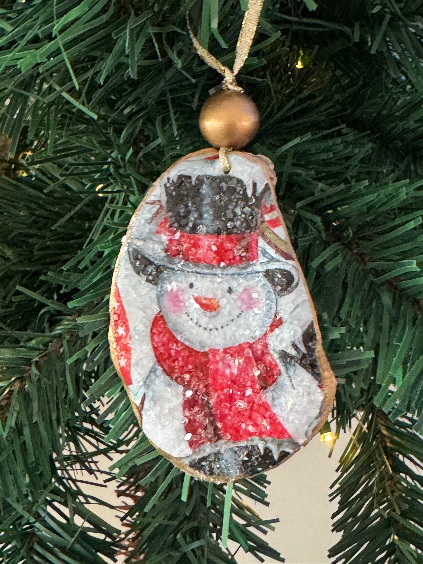Coastal Christmas Oyster Shell Ornament
