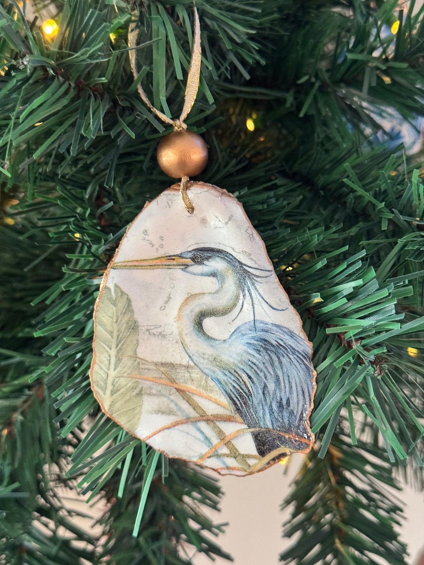 Coastal Christmas Oyster Shell Ornament