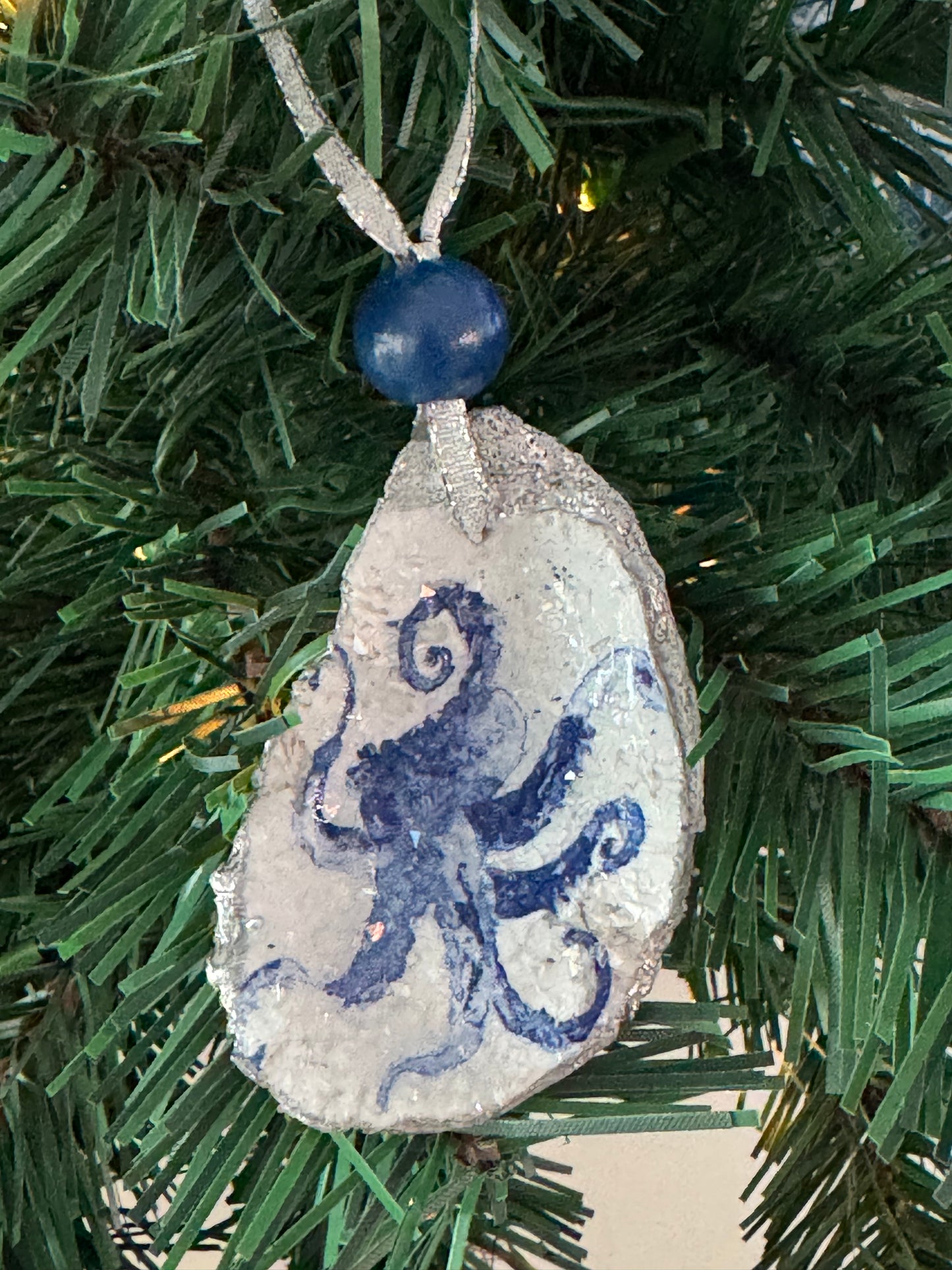 Coastal Christmas Oyster Shell Ornament