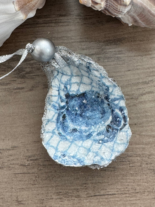Coastal Christmas Oyster Shell Ornament