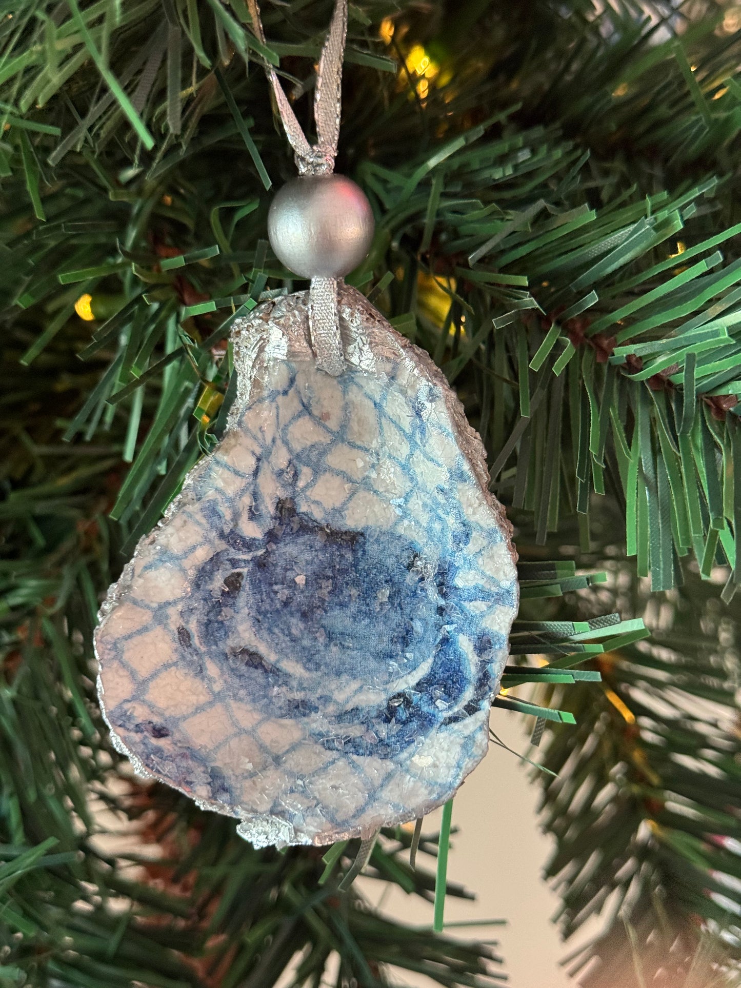 Coastal Christmas Oyster Shell Ornament