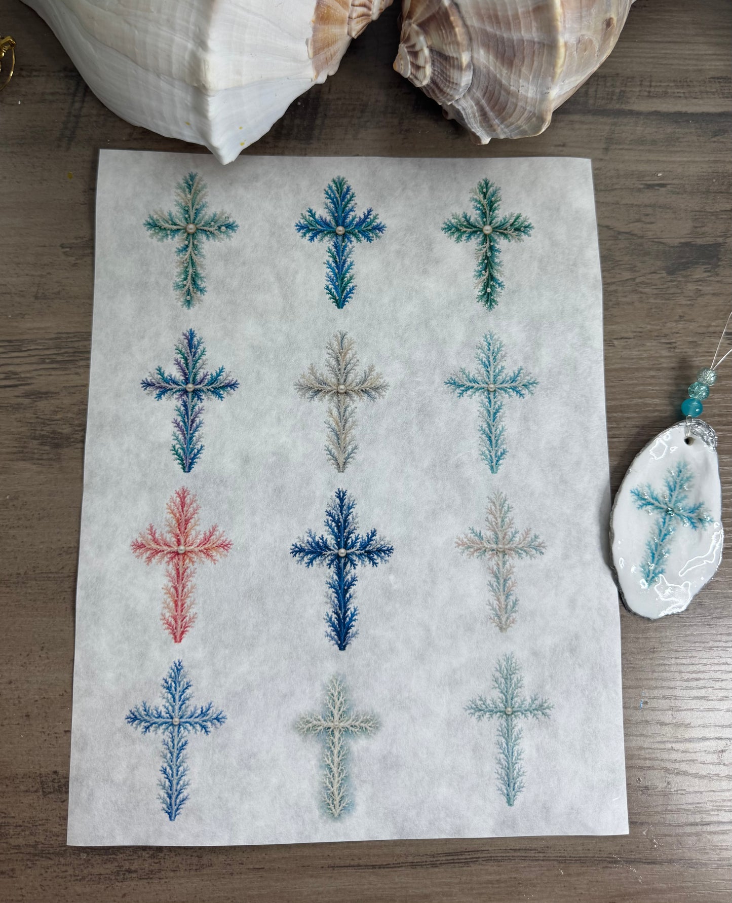 Coral Christmas Tree Decoupage Rice Paper