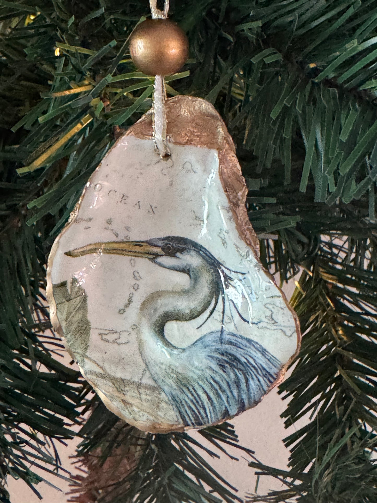 Coastal Christmas Oyster Shell Ornament