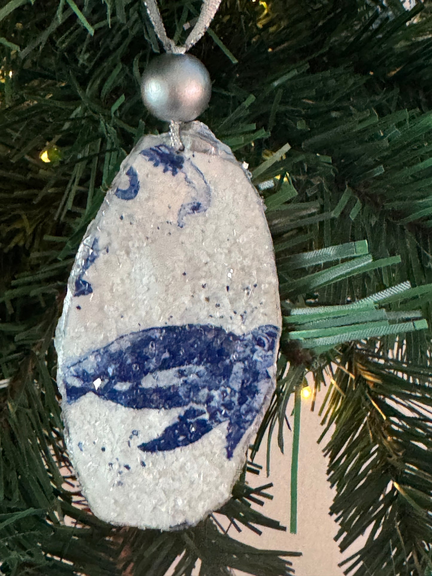 Coastal Christmas Oyster Shell Ornament