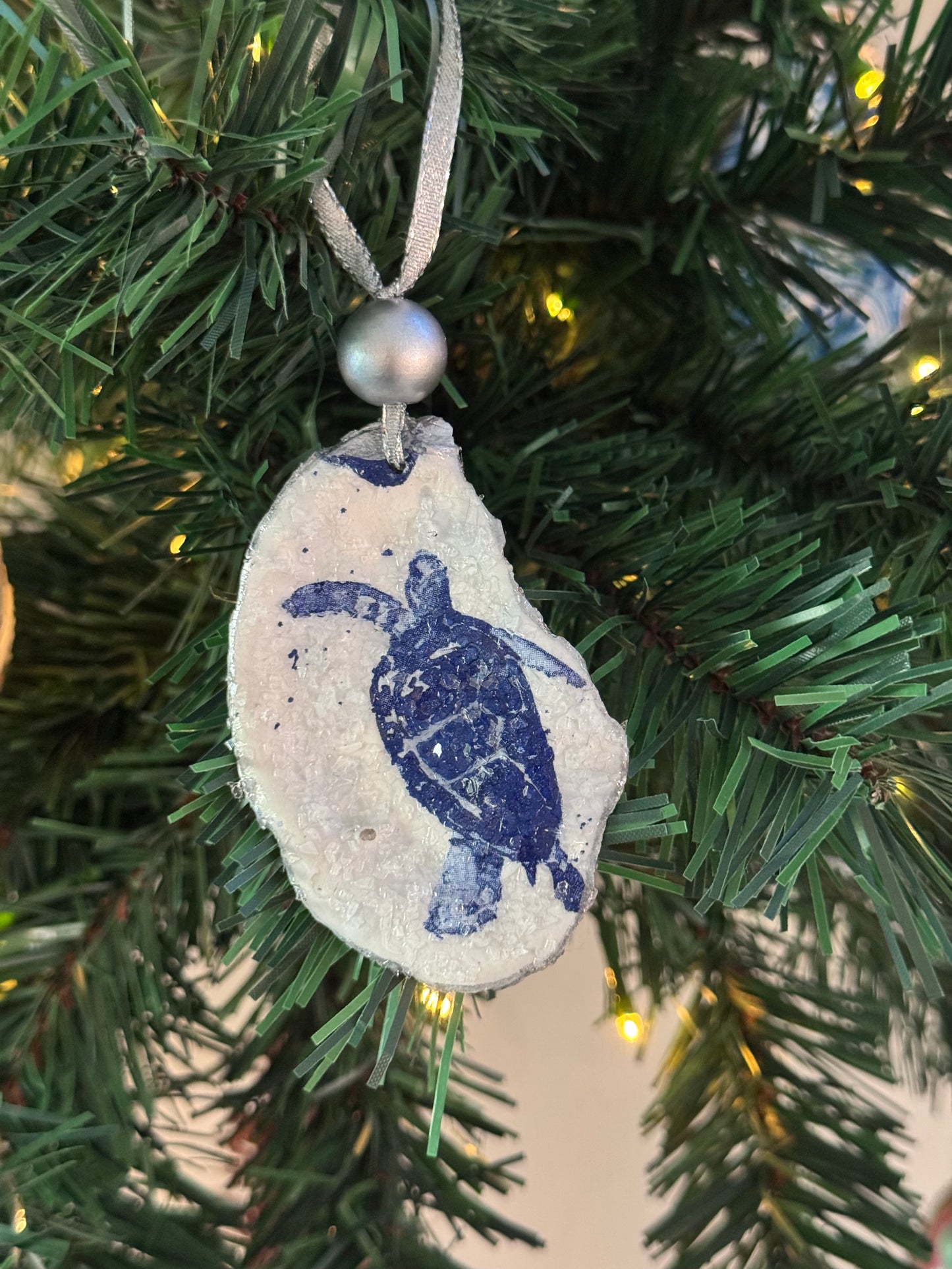 Coastal Christmas Oyster Shell Ornament