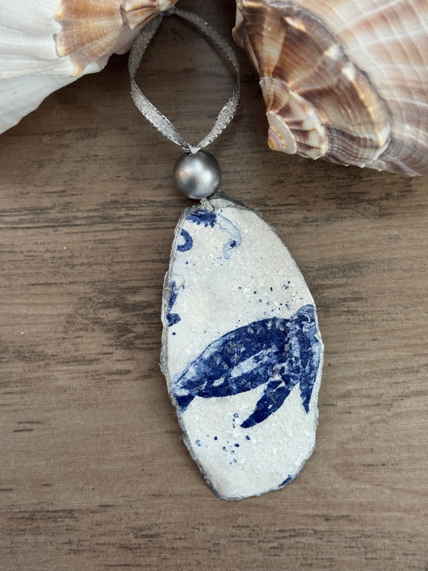 Coastal Christmas Oyster Shell Ornament
