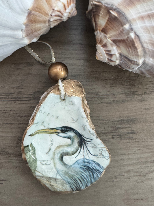 Coastal Christmas Oyster Shell Ornament